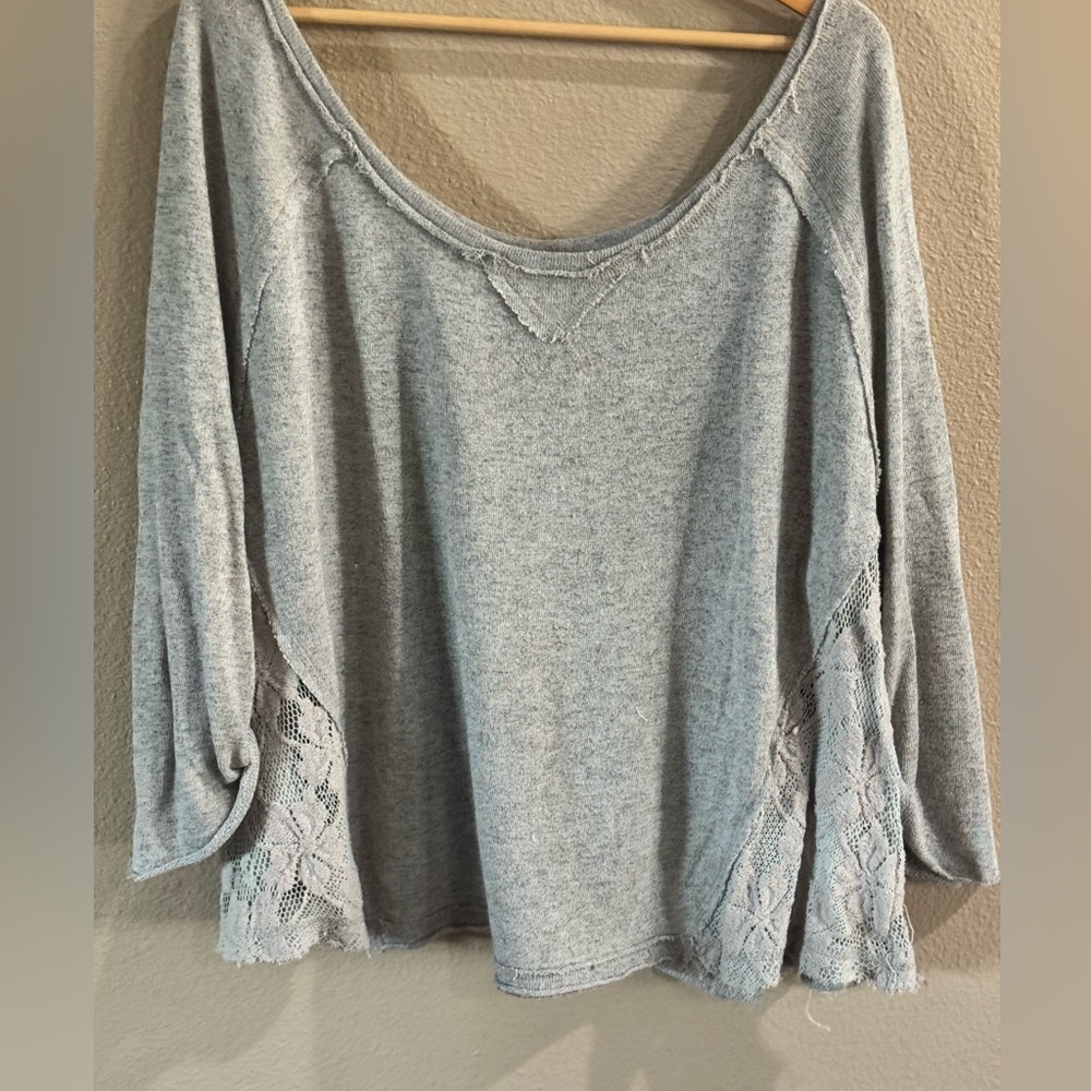 We The Free Gray Off-the-Shoulder Sweater